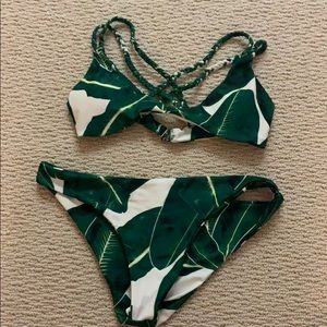 leaf print bikini set